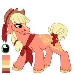 Size: 2000x2000 | Tagged: safe, artist:puppythekat (sofurry), derpibooru import, applejack, earth pony, pony, alternate universe, female, hat, image, looking back, mare, neckerchief, png, redesign, reference sheet, simple background, solo, transparent background