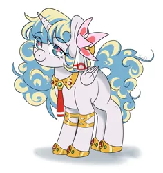 Size: 2375x2516 | Tagged: safe, artist:xwosya, derpibooru import, ponified, alicorn, pony, anime, bracelet, female, filly, foal, image, jewelry, necktie, nia teppelin, png, princess, simple background, smiling, tengen toppa gurren lagann, white background, wingding eyes, younger