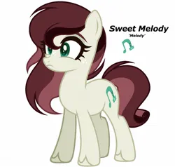 Size: 1569x1495 | Tagged: safe, artist:dustyygrey, artist:mint-light, derpibooru import, oc, oc:sweet melody, unofficial characters only, earth pony, pony, base used, cutie mark, earth pony oc, female, freckles, image, jpeg, magical lesbian spawn, mare, offspring, parent:applejack, parent:coloratura, parents:rarajack, reference sheet, simple background, unshorn fetlocks, white background