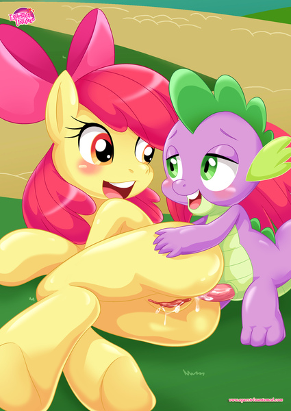 Size: 1300x1837 | Tagged: explicit, artist:bbmbbf, apple bloom, spike, dragon, earth pony, pony, equestria untamed, anal, blushing, creampie, cum, female, filly, foalcon, human vagina on pony, image, interspecies, jpeg, male, nudity, palcomix, penetration, sex, shipping, spikebloom, straight, underage, vulva