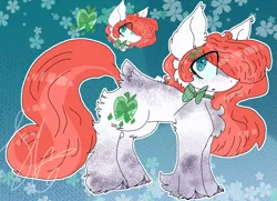 Size: 1381x1000 | Tagged: safe, artist:mooninuggets77, derpibooru import, oc, oc:abeline rouge, unofficial characters only, pony, unicorn, abstract background, body freckles, bow, cloven hooves, eye clipping through hair, female, fluffy, freckles, image, mare, offspring, parent:big macintosh, parent:rarity, parents:rarimac, png, solo, unshorn fetlocks