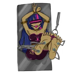 Size: 2048x2048 | Tagged: suggestive, alternate version, artist:weegeepie-nightring, derpibooru import, twilight sparkle, human, armpits, ballgag, barefoot, blindfold, blushing, bondage, bondage furniture, breasts, brush, clothes, crying, derpibooru exclusive, dress, drool, erotic tickling, feet, female, femsub, fetish, foot fetish, gag, humanized, image, laughing, png, simple background, soles, solo, solo female, submissive, tears of laughter, tickle fetish, tickle torture, tickling, tickling machine, toe tied, toes, white background