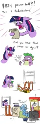 Size: 431x1314 | Tagged: safe, artist:jargon scott, derpibooru import, spike, trixie, twilight sparkle, pony, unicorn, comic, extension cord, gamecube, image, inconvenient trixie, lava lamp, png, power bill, this will end in bankruptcy, twilight sparkle is not amused, unamused