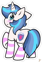 Size: 690x1019 | Tagged: safe, artist:zutcha, derpibooru import, shining armor, pony, unicorn, blushing, clothes, female, gleaming shield, image, outline, png, rule 63, simple background, socks, solo, transparent background, white outline