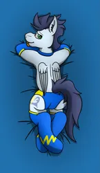 Size: 1335x2309 | Tagged: suggestive, artist:tacomytaco, derpibooru import, soarin', pegasus, pony, ass, body pillow, body pillow design, briefs, butt, clothes, collar, crossed legs, gradient background, image, looking at you, looking back, male, png, socks, solo, solo male, tongue out, underwear