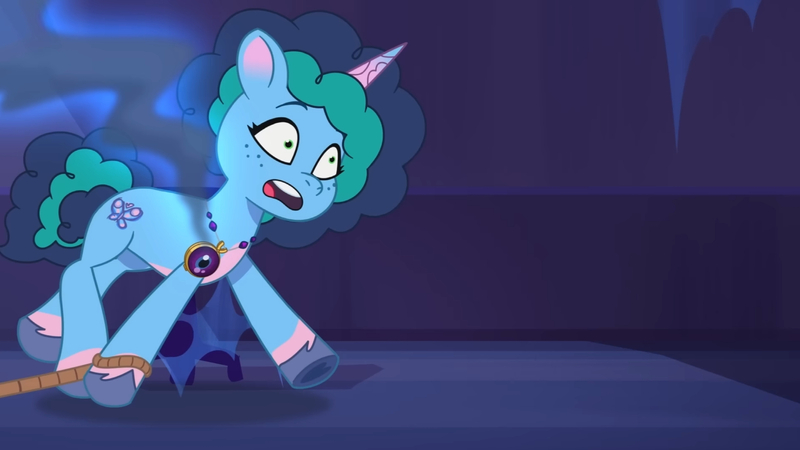 Size: 3072x1727 | Tagged: safe, derpibooru import, screencap, pony, unicorn, g5, my little pony: tell your tale, spoiler:g5, spoiler:my little pony: tell your tale, spoiler:tyts01e31, female, haunted house (episode), high res, image, jpeg, mare, misty brightdawn, open mouth, shrunken pupils, solo, youtube link