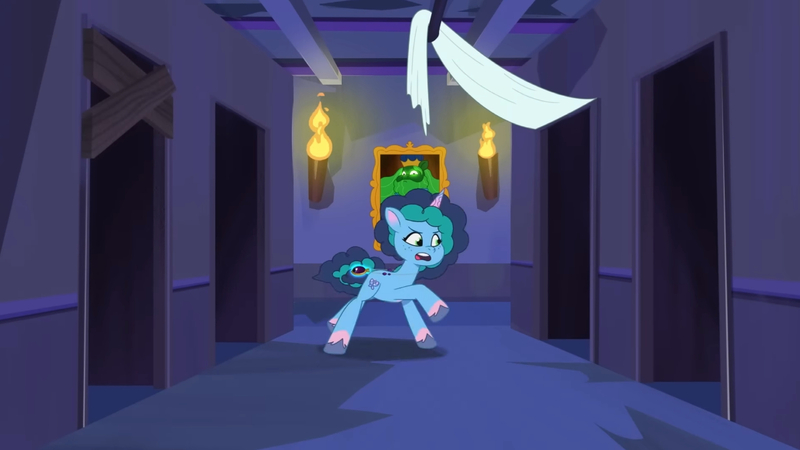 Size: 3072x1727 | Tagged: safe, derpibooru import, screencap, pony, unicorn, g5, my little pony: tell your tale, spoiler:g5, spoiler:my little pony: tell your tale, spoiler:tyts01e31, female, haunted house (episode), high res, image, jpeg, mare, misty brightdawn, open mouth, running, solo, youtube link