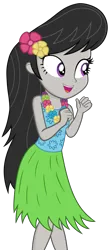 Size: 1800x4100 | Tagged: safe, derpibooru import, octavia melody, equestria girls, clothes, clothes swap, female, flower, grass skirt, hawaiian flower in hair, high res, hula, image, lei, png, skirt, solo