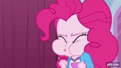 Size: 640x360 | Tagged: safe, derpibooru import, screencap, applejack, pinkie pie, equestria girls, equestria girls (movie), animated, gif, hand over mouth, image