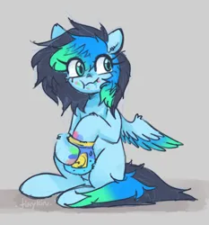Size: 1906x2048 | Tagged: safe, artist:tinykiru, derpibooru import, oc, unofficial characters only, pegasus, pony, :t, candy, food, image, jpeg, messy eating, solo, spread wings, wings