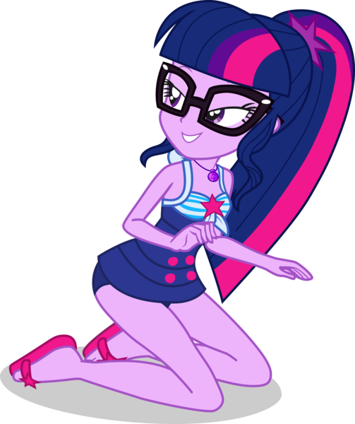 Size: 3125x3727 | Tagged: safe, artist:dustinwatsongkx, derpibooru import, sci-twi, twilight sparkle, equestria girls, equestria girls series, forgotten friendship, x marks the spot, bare shoulders, clothes, female, glasses, image, one-piece swimsuit, png, sandals, sci-twi swimsuit, simple background, sleeveless, solo, swimsuit, transparent background, vector