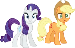 Size: 4670x3000 | Tagged: safe, artist:cloudyglow, derpibooru import, applejack, rarity, earth pony, pony, unicorn, three's a crowd, applejack's hat, cowboy hat, duo, duo female, female, hat, image, png, vector