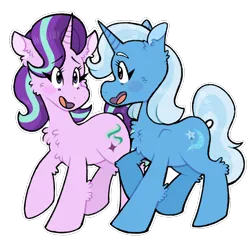 Size: 1230x1198 | Tagged: safe, artist:paamyu, derpibooru import, starlight glimmer, trixie, pony, unicorn, chest fluff, duo, female, image, png, simple background, transparent background