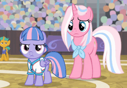 Size: 800x559 | Tagged: safe, derpibooru import, screencap, clear sky, snails, wind sprint, pegasus, pony, unicorn, common ground, angry, animated, clothes, colt, crowd, female, filly, foal, freckles, gif, image, male, mare, mother and child, mother and daughter, pointing, running, sad, stomping, talking, unamused, uniform, wind sprint is not amused