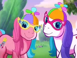 Size: 640x480 | Tagged: safe, derpibooru import, screencap, heart bright, star flight, earth pony, pony, a very pony place, two for the sky, duo, female, g3, glasses, hat, image, mare, png