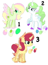 Size: 2000x2667 | Tagged: safe, artist:smileverse, derpibooru import, oc, unofficial characters only, dracony, hybrid, pegasus, pony, unicorn, color palette, female, image, interspecies offspring, mare, offspring, parent:fluttershy, parent:rarity, parent:spike, parent:sunset shimmer, parents:flutterspike, parents:sparity, parents:sunsetspike, png, simple background, transparent background