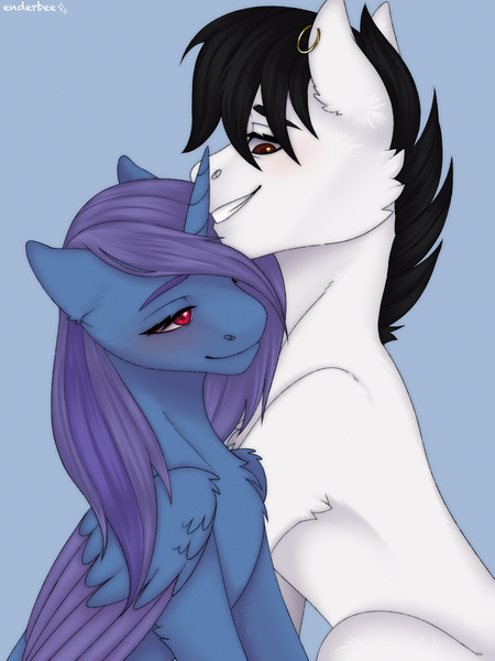 Size: 1620x2160 | Tagged: safe, artist:enderbee, derpibooru import, oc, alicorn, earth pony, pony, commission, couple, image, love, png, sketch, ych result