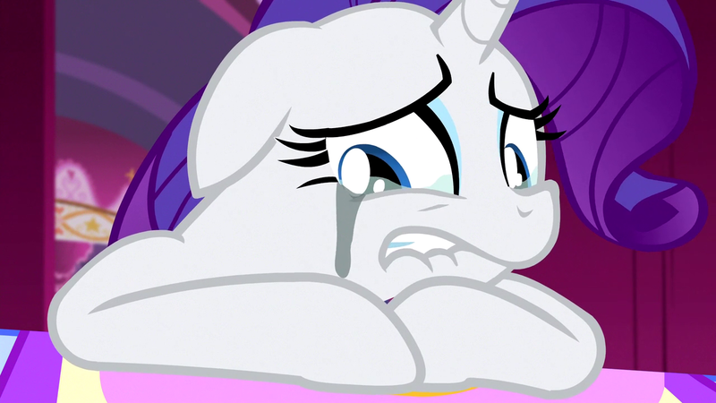 Size: 1280x720 | Tagged: safe, derpibooru import, screencap, rarity, pony, unicorn, season 4, simple ways, crying, female, floppy ears, image, mare, marshmelodrama, png, rarity being rarity, solo, teary eyes, teeth