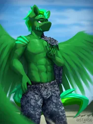Size: 1350x1800 | Tagged: safe, artist:st4rs6, derpibooru import, oc, oc:daylight, unofficial characters only, anthro, pegasus, clothes, commission, image, jpeg, looking away, solo, wings