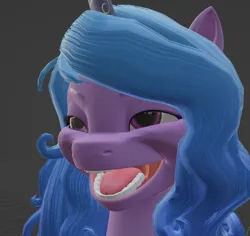 Size: 808x763 | Tagged: safe, artist:pissmaster3000, derpibooru import, izzy moonbow, pony, 3d, blender, bust, faic, female, g5, image, mare, open mouth, png, portrait, shitposting, smiling, solo, teeth