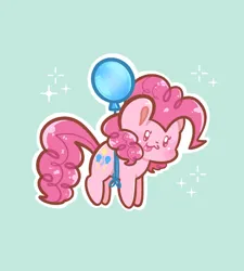 Size: 1080x1200 | Tagged: safe, artist:typhwosion, derpibooru import, pinkie pie, earth pony, pony, :3, :p, balloon, blushing, chibi, floating, image, jpeg, solo, then watch her balloons lift her up to the sky, tongue out