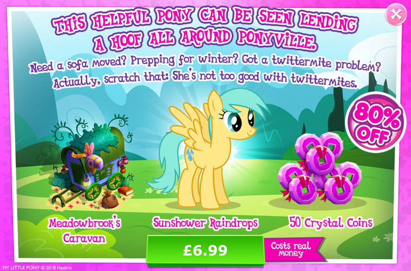 Size: 1965x1297 | Tagged: safe, derpibooru import, official, sunshower raindrops, pegasus, pony, advertisement, book, bush, caravan, costs real money, english, female, gameloft, healer's mask, image, jpeg, mare, mask, numbers, sale, solo, solo focus, spread wings, text, wings