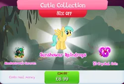 Size: 1267x860 | Tagged: safe, derpibooru import, official, sunshower raindrops, pegasus, pony, book, bundle, bush, caravan, costs real money, english, female, gameloft, healer's mask, image, jpeg, mare, mask, numbers, sale, solo, solo focus, spread wings, text, wings