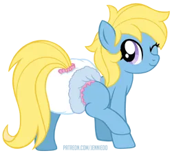 Size: 900x803 | Tagged: suggestive, artist:jennieoo, derpibooru import, oc, oc:cream, earth pony, pony, cute, diaper, diaper fetish, fetish, image, one eye closed, patreon, patreon reward, png, show accurate, simple background, sketch, solo, transparent background, wink