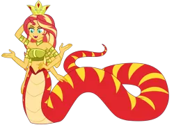 Size: 6693x4819 | Tagged: safe, artist:brutalityinc, derpibooru import, sunset shimmer, lamia, original species, equestria girls, breasts, cleavage, female, image, midriff, multiple arms, png, simple background, solo, transparent background