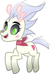 Size: 2167x3159 | Tagged: safe, artist:lincolnbrewsterfan, derpibooru import, oc, oc:lovely nightmare, ponified, deer, hybrid, pony, reindeer, derpibooru, mlp fim's twelfth anniversary, .svg available, antlers, badge, bandana, black sclera, blue mane, blue tail, blush sticker, blushing, clothes, derpibooru badge, derpibooru exclusive, derpibooru ponified, eyebrows, female, full body, glow, glowing antlers, glowing horn, green pupils, happy, happy nightmare night, heart, horn, image, interpolated, interpretation, looking at you, mare, meta, movie accurate, nightmare night, plushie, png, pony plushie, prancing, raised eyebrow, scarf, simple background, skinny, smiling, smiling at you, stitches, tail, that was fast, transparent background, vector