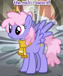 Size: 461x563 | Tagged: safe, derpibooru import, rainbowshine, pegasus, pony, clothes, female, gameloft, image, mare, meme, png, reward, scarf, smiling, solo, spread wings, wings, wow! glimmer