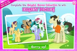 Size: 1961x1301 | Tagged: safe, derpibooru import, official, amethyst skim, cloudchaser, ivy vine, jack hammer, sunshower raindrops, theodore donald "donny" kerabatsos, earth pony, pegasus, unicorn, clothes, collection, donny, gameloft, group, hammer, hard hat, hat, horn, horseshoes, image, jpeg, pencil, screwdriver, shirt, spread wings, tools, wings, wrench