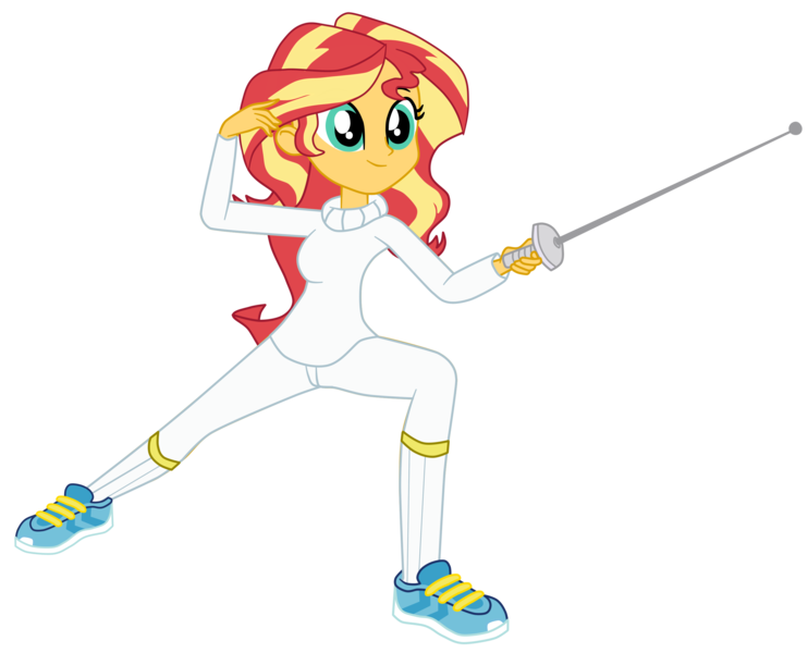 Size: 2852x2306 | Tagged: safe, artist:gmaplay, derpibooru import, sunset shimmer, a queen of clubs, equestria girls, equestria girls series, female, fencing, image, png, simple background, solo, sword, transparent background, weapon