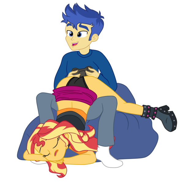 Size: 2764x2759 | Tagged: suggestive, alternate version, artist:gmaplay, derpibooru import, flash sentry, sunset shimmer, equestria girls, ass, bunset shimmer, butt, challenge, face down ass up, female, flashimmer, gaming, image, male, meta, molestation, personal space invasion, png, seduction, seductive, seductive look, seductive pose, sex, shipping, sleep molestation, sleeping, solo, straight, twitter