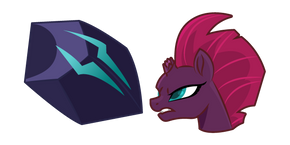 Size: 290x145 | Tagged: safe, derpibooru import, fizzlepop berrytwist, tempest shadow, pony, unicorn, my little pony: the movie, broken horn, bust, cursor, female, horn, image, meta, photo, png, purple skin, simple background, solo, transparent background, twitter, twitter link