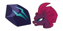 Size: 290x145 | Tagged: safe, derpibooru import, fizzlepop berrytwist, tempest shadow, pony, unicorn, my little pony: the movie, broken horn, bust, cursor, female, horn, image, meta, photo, png, purple skin, simple background, solo, transparent background, twitter, twitter link