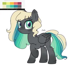 Size: 1280x1192 | Tagged: safe, artist:ladypastal, derpibooru import, oc, oc:seabound, unofficial characters only, pegasus, pony, coat markings, color palette, colored wings, ear fluff, eye clipping through hair, female, gradient hooves, gradient wings, image, jpeg, mare, pegasus oc, reference sheet, simple background, socks (coat marking), solo, white background, wings