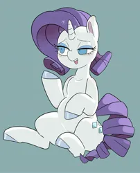 Size: 2507x3097 | Tagged: safe, artist:gakushuogawa, derpibooru import, rarity, pony, unicorn, chubby, female, green background, image, jpeg, lidded eyes, mare, simple background, sitting, solo