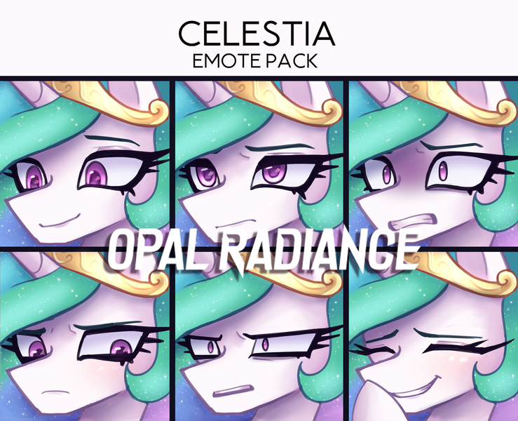 Size: 2773x2250 | Tagged: safe, artist:opal_radiance, derpibooru import, princess celestia, alicorn, pony, emotes, image, ko-fi, png, princess, solo