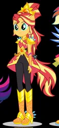 Size: 278x600 | Tagged: safe, derpibooru import, sunset shimmer, equestria girls, legend of everfree, boots, clothes, crystal guardian, high heel boots, image, jpeg, shoes, simple background, solo, transparent background