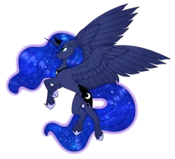 Size: 2799x2542 | Tagged: safe, alternate version, artist:ouijaa, derpibooru import, princess luna, alicorn, pony, beautiful, colored, crown, ethereal mane, ethereal tail, floppy ears, galaxy mane, galaxy tail, high res, hoof shoes, image, jewelry, large wings, looking forward, looking up, no source available, peytral, png, princess shoes, raised hoof, raised hooves, rearing, regalia, side view, simple background, slim, solo, spread wings, starry mane, starry tail, tail, thin, transparent background, wing fluff, wings