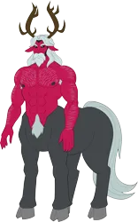 Size: 2356x3767 | Tagged: safe, artist:sparks220stars, derpibooru import, idw, king vorak, centaur, taur, abs, antlers, armpit hair, beard, chest hair, clothes, cloven hooves, colored hooves, facial hair, image, male, male nipples, muscles, muscular male, nipples, nudity, partial nudity, pecs, png, pubic fluff, simple background, solo, topless, transparent background