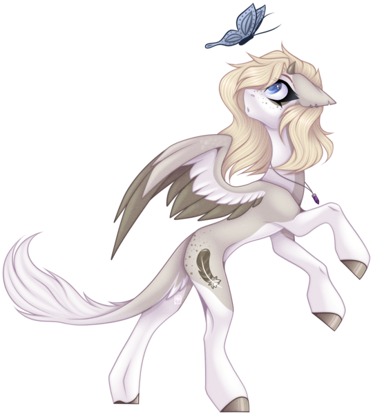 Size: 2562x2847 | Tagged: safe, artist:ouijaa, derpibooru import, oc, oc:tee, unofficial characters only, butterfly, demon, demon pony, insect, original species, pegasus, pony, :o, beautiful, blue eyes, coat markings, colored wings, cute, demon horns, ear piercing, earring, female, floppy ears, head turned, hooves, horns, image, jewelry, leonine tail, looking at something, looking back, looking up, mare, multicolored wings, necklace, ocbetes, open mouth, pale belly, partially open wings, pendant, piercing, png, raised hoof, rearing, slim, socks (coat marking), solo focus, tail, tail fluff, thin, unshorn fetlocks, wings