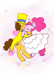 Size: 1280x1810 | Tagged: safe, artist:vigasartroom, derpibooru import, cheese sandwich, pinkie pie, earth pony, pony, 2019, cheesepie, female, image, jpeg, kissing, male, mare, old art, shipping, stallion, straight