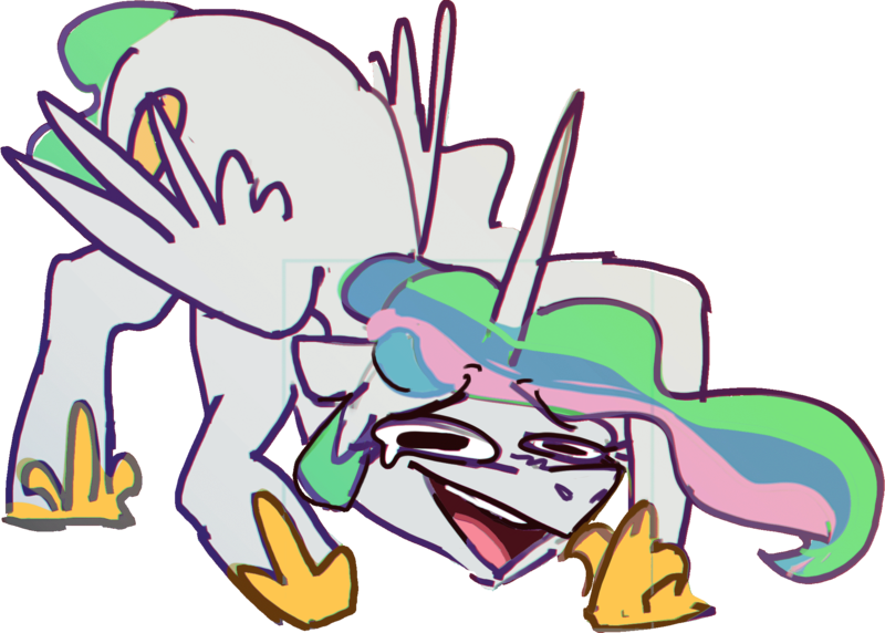 Size: 2054x1468 | Tagged: safe, artist:alumx, derpibooru import, princess celestia, alicorn, pony, female, image, laughing, mare, open mouth, png, simple background, solo, transparent background, wheeze