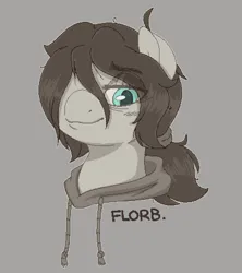 Size: 800x900 | Tagged: safe, anonymous artist, derpibooru import, oc, oc:floor bored, unofficial characters only, earth pony, pony, /mlp/, bust, clothes, female, grayscale, hoodie, image, lidded eyes, looking at you, mare, monochrome, partial color, png, ponytail, smiling, solo