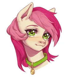 Size: 3672x3999 | Tagged: safe, artist:nozomiigg, derpibooru import, roseluck, earth pony, pony, collar, commission, commissioner:doom9454, cute, female, image, jpeg, mare, pet tag, pony pet, rosepet, solo