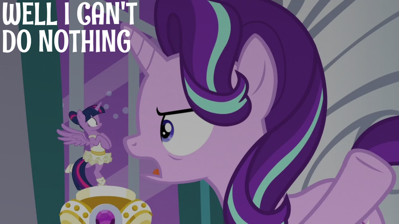 Size: 1920x1080 | Tagged: safe, derpibooru import, edit, edited screencap, editor:quoterific, screencap, starlight glimmer, twilight sparkle, a royal problem, ballerina, clothes, image, png, tutu, twilarina