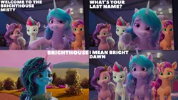 Size: 4400x2475 | Tagged: safe, derpibooru import, edit, edited screencap, editor:quoterific, screencap, izzy moonbow, pipp petals, sunny starscout, zipp storm, g5, my little pony: make your mark, my little pony: make your mark chapter 2, image, misty brightdawn, png, the traditional unicorn sleep-over
