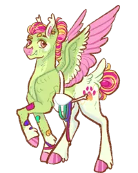 Size: 999x1250 | Tagged: safe, artist:cactiflowers, derpibooru import, oc, oc:up dog, pegasus, pony, bandaid, bone, colored wings, image, png, simple background, solo, transparent background, twitterina design, two toned wings, wings